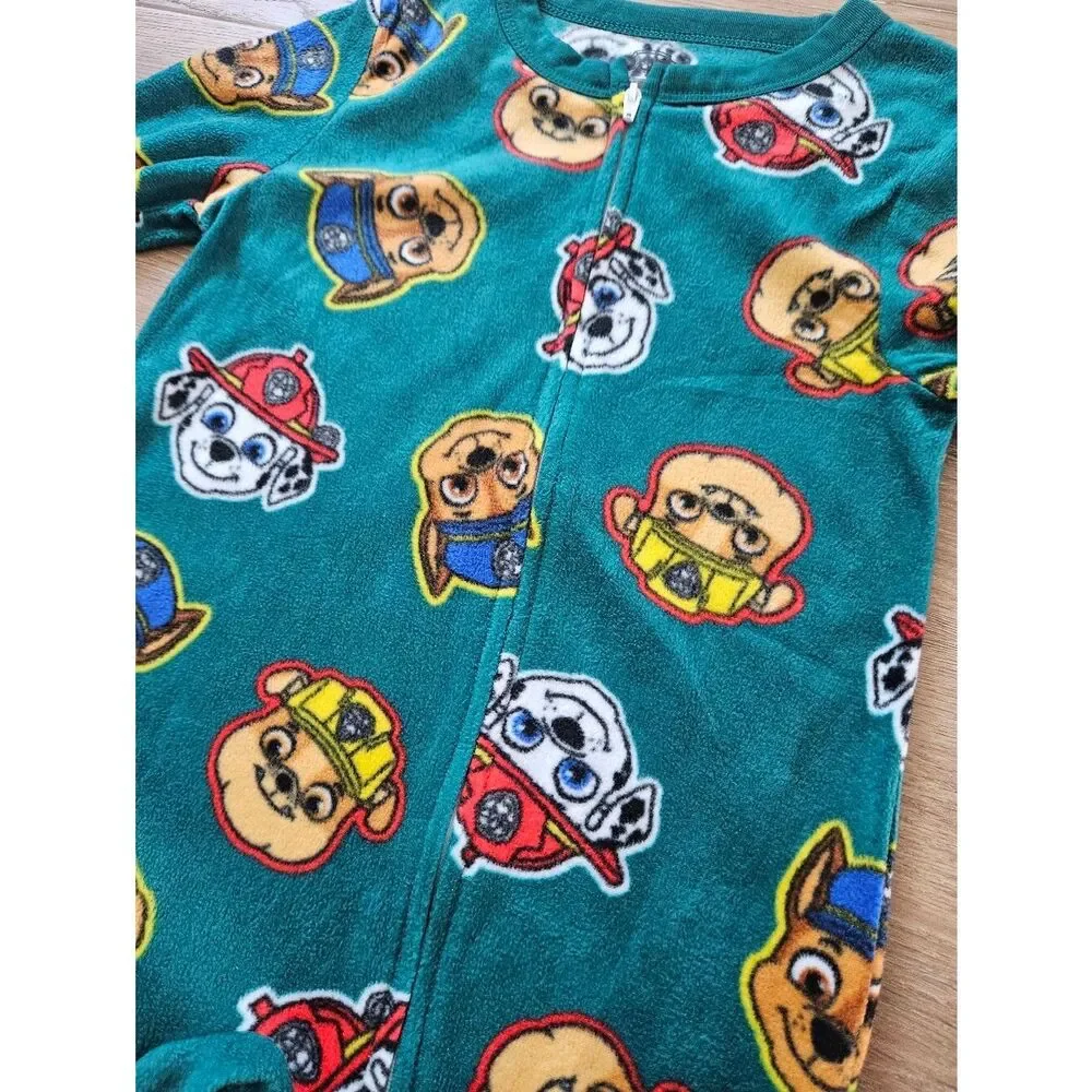 Paw Patrol Teal Kids One-Piece Footed Pajamas Size 4T